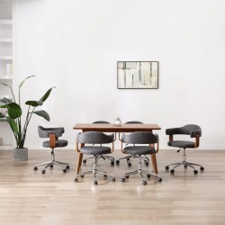 Sonata H Въртящи трапезни столове, 6 бр, сиви, извито дърво и текстил - Scaune de dining