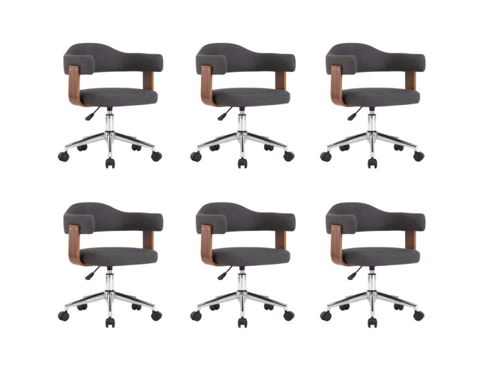 Sonata Scaune pivotante de masă, 6 buc., gri, lemn curbat și textil