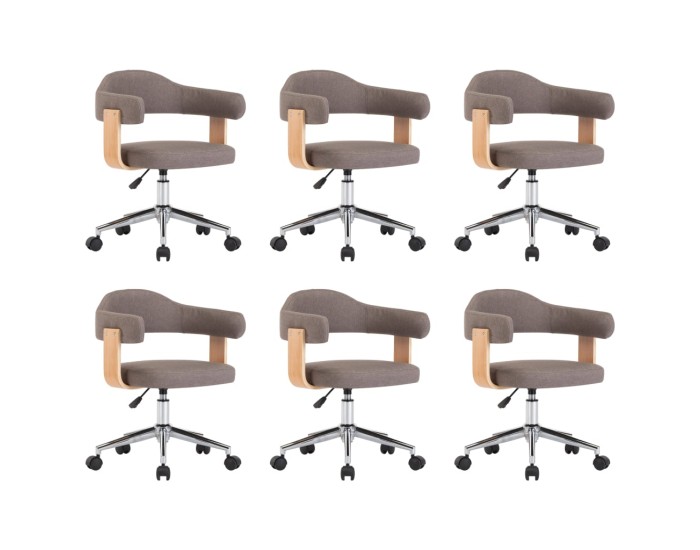Sonata Scaune pivotante masă, 6 buc., gri taupe, lemn curbat & textil