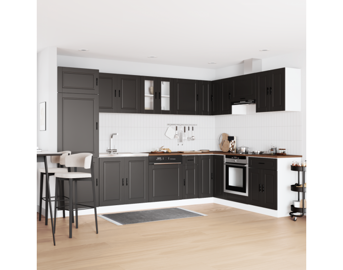 Sonata H Мивка с шкаф със съхранение Porto 2 pcs Черно 80 x 46 x 84.5 см