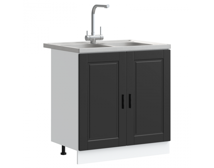 Sonata H Мивка с шкаф със съхранение Porto 2 pcs Черно 80 x 46 x 84.5 см