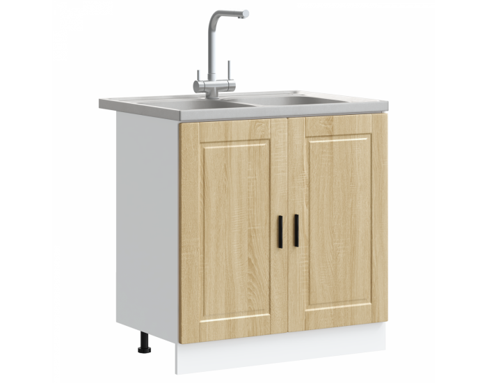 Sonata H Мивка с шкаф с врата Porto 2 pcs Кафяво 80 x 46 x 84.5 см