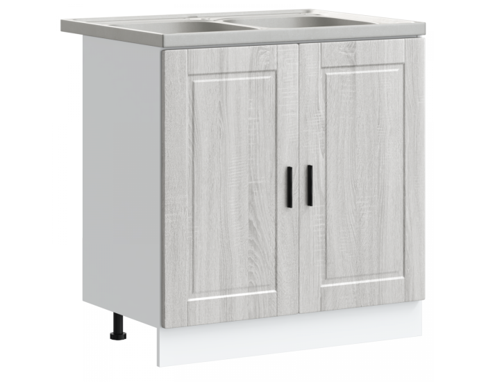 Sonata Dulap baza chiuvetă Porto 2 buc. Gri 80 x 46 x 81,5 cm