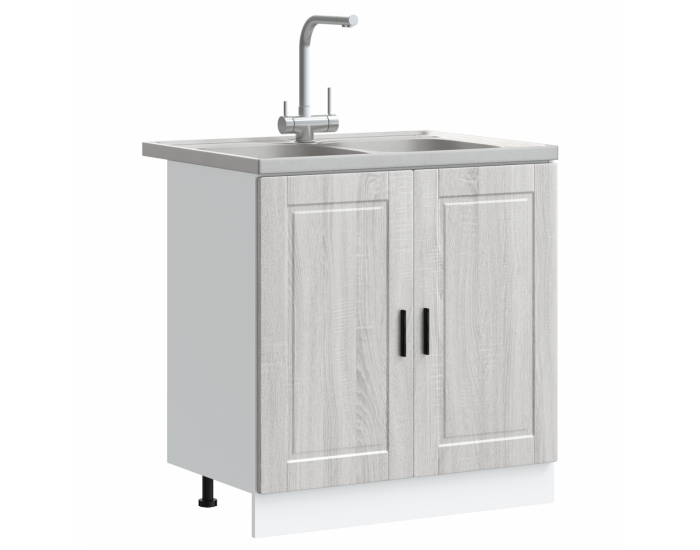 Sonata H Мивка с шкаф Porto 2 pcs Сив 80 x 46 x 84.5 см Инженерно дърво
