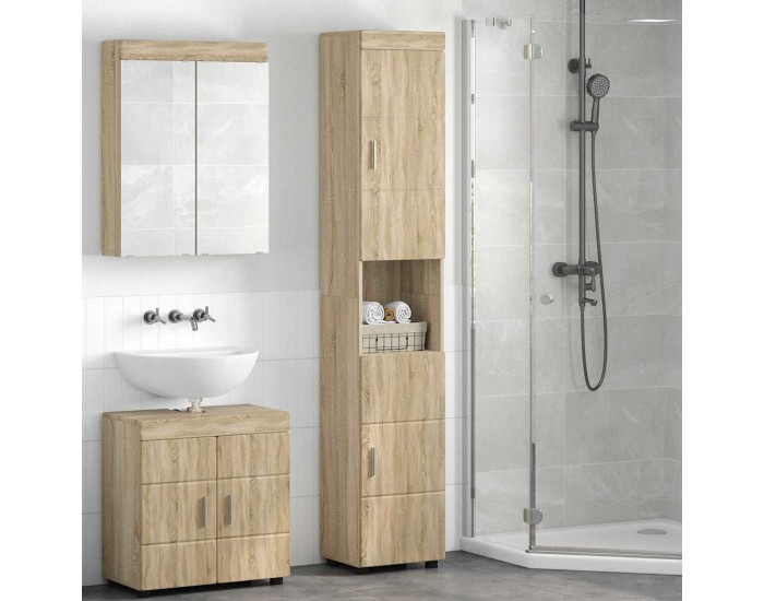 Sonata H Шкаф за баня със съхранение TULUM дъб сонома 37 x 31.5 x 203 см
