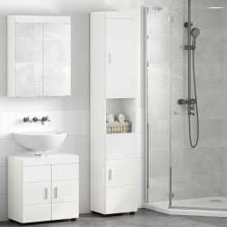 Sonata H Шкаф за баня TULUM Бяло Със Силен Гланц 37 x 31.5 x 203 см - Dulapuri de baie