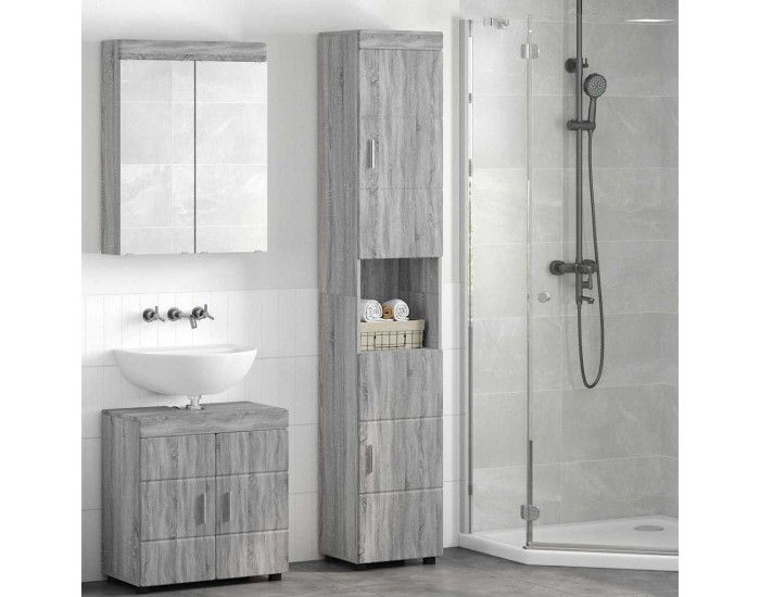 Sonata H Шкаф за баня със съхранение TULUM Сив сонома 37 x 31.5 x 203 см