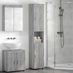 Sonata H Шкаф за баня със съхранение TULUM Сив сонома 37 x 31.5 x 203 см - Dulapuri de baie