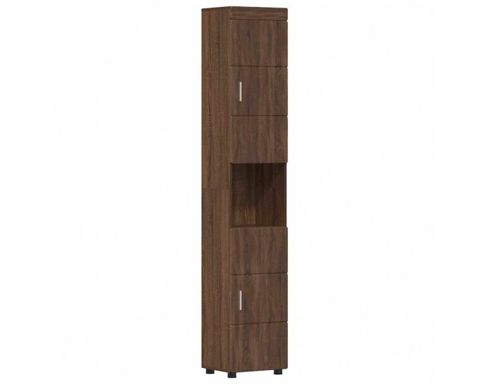 Sonata H Шкаф за баня TULUM Кафяв дъб 37 x 31.5 x 203 см Инженерно дърво