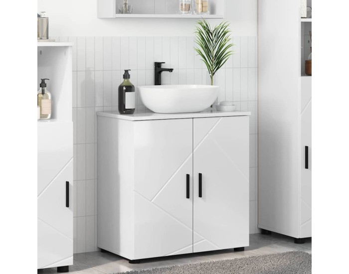Sonata Dulap de Baie Alb lucios 61 x 35 x 64 cm Lemn prelucrat, Metal