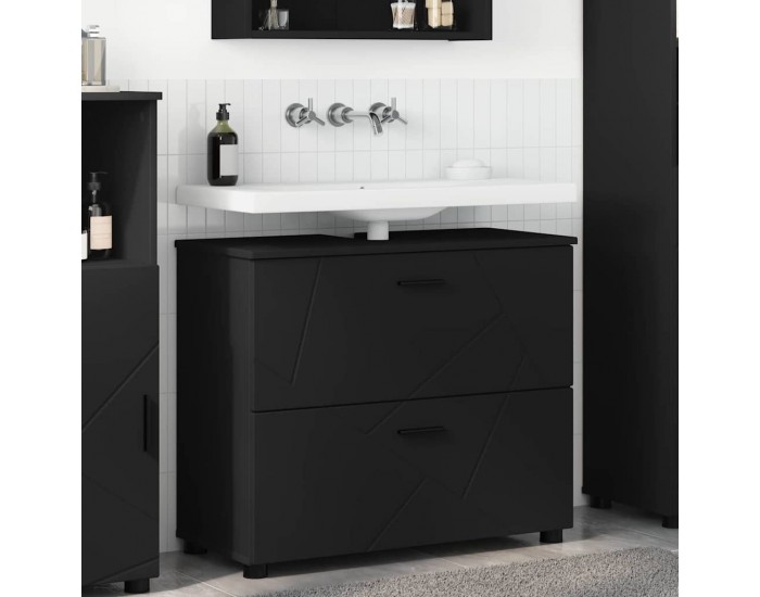 Sonata H Шкаф за баня с чекмедже Черно 76.5 x 35 x 64 см Инженерно дърво