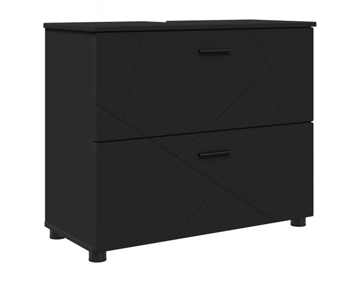 Sonata H Шкаф за баня с чекмедже Черно 76.5 x 35 x 64 см Инженерно дърво
