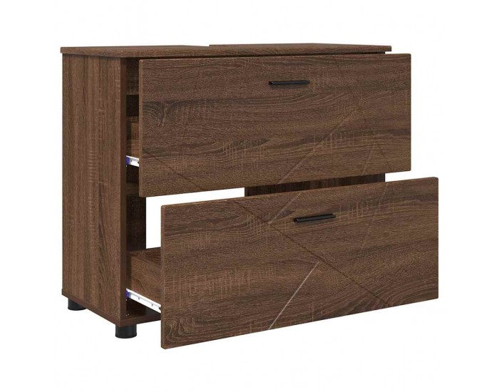 Sonata H Шкаф за баня Кафяв дъб 76.5 x 35 x 64 см Инженерно дърво