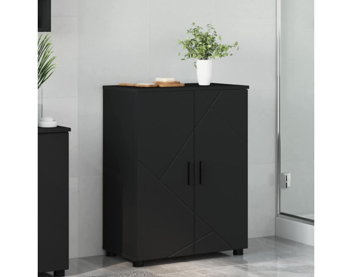 Sonata H Шкаф за баня с рафт Черно 60 x 35 x 80 см Инженерно дърво