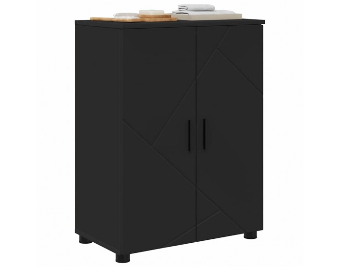 Sonata H Шкаф за баня с рафт Черно 60 x 35 x 80 см Инженерно дърво