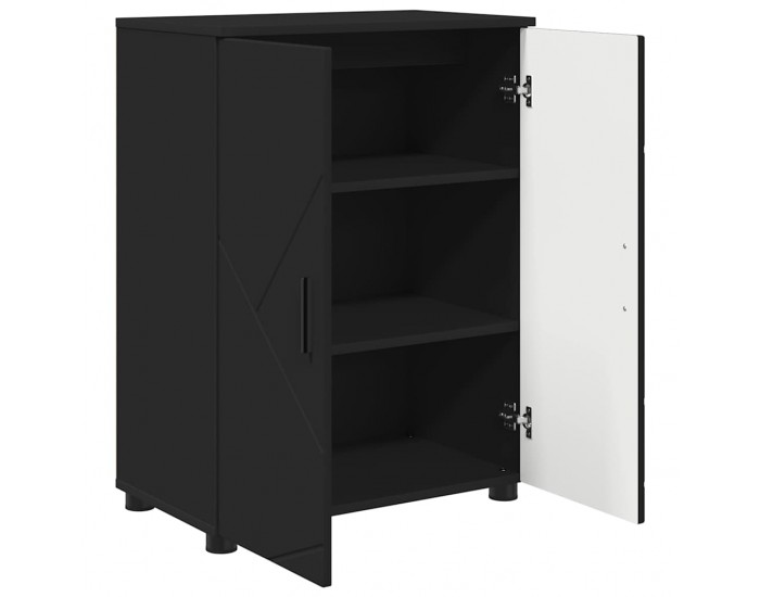 Sonata H Шкаф за баня с рафт Черно 60 x 35 x 80 см Инженерно дърво