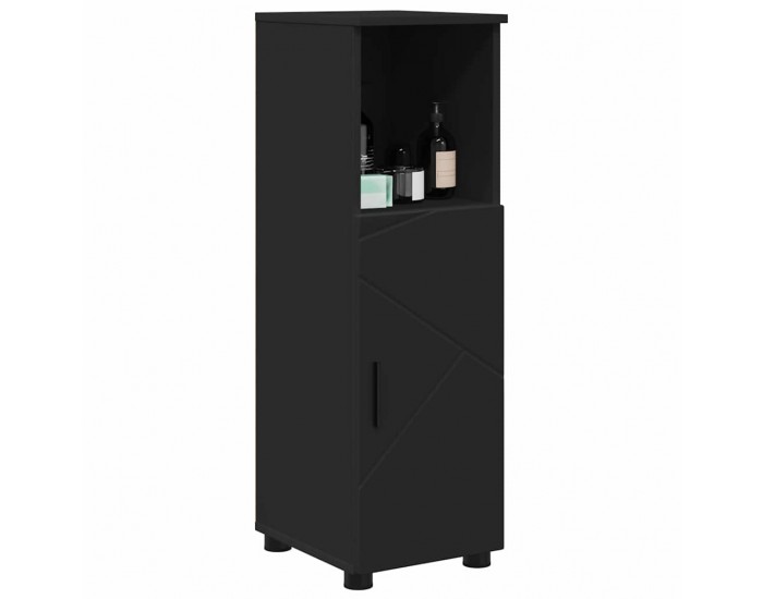 Sonata H Шкаф за баня с рафт Черно 30 x 35 x 95 см Инженерно дърво