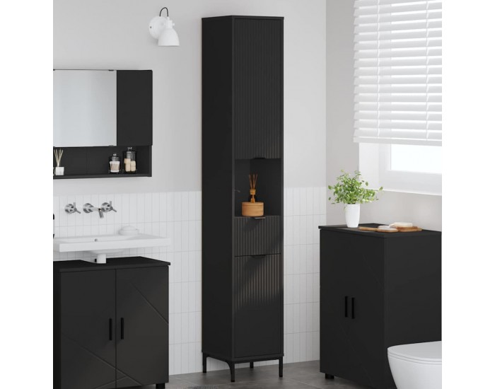 Sonata H Висок шкаф за баня Черно 31.5 x 33 x 190 см Инженерно дърво