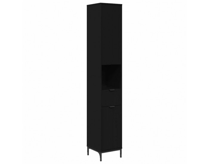 Sonata H Висок шкаф за баня Черно 31.5 x 33 x 190 см Инженерно дърво