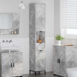 Sonata H Висок шкаф за баня с чекмедже Бетонно сиво 31.5 x 33 x 190 см - Baie