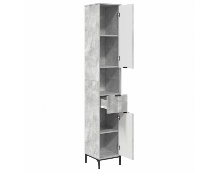 Sonata H Висок шкаф за баня с чекмедже Бетонно сиво 31.5 x 33 x 190 см