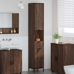 Sonata H Висок шкаф за баня Кафяв дъб 31.5 x 33 x 190 см Инженерно дърво - Baie
