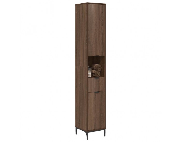 Sonata H Висок шкаф за баня Кафяв дъб 31.5 x 33 x 190 см Инженерно дърво