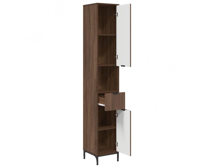 Sonata H Висок шкаф за баня Кафяв дъб 31.5 x 33 x 190 см Инженерно дърво