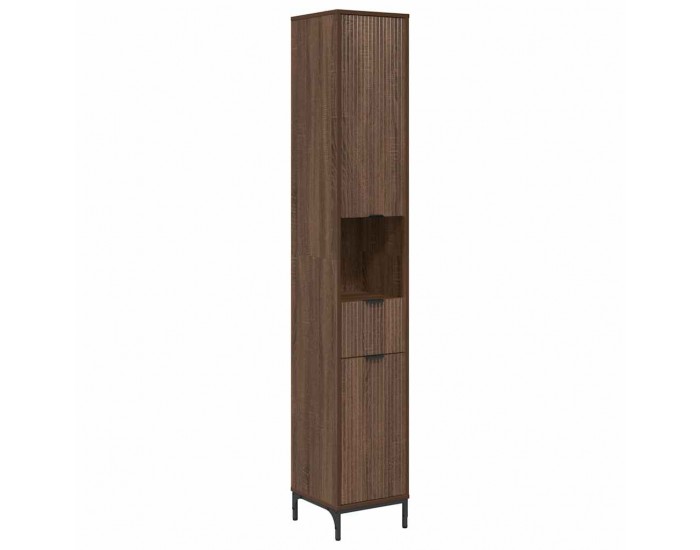 Sonata H Висок шкаф за баня Кафяв дъб 31.5 x 33 x 190 см Инженерно дърво