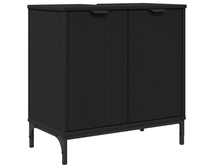 Sonata H Шкаф за мивка в баня Черно 60.5 x 33.5 x 61 см Инженерно дърво