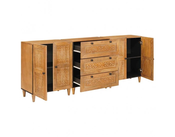 Sonata H Служебен шкаф 3 pcs Кафяво 60 x 33 x 75 cm мангово дърво масив