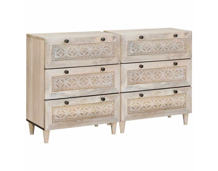 Sonata H Служебен шкаф 2 pcs Бяло 60 x 33 x 75 cm мангово дърво масив