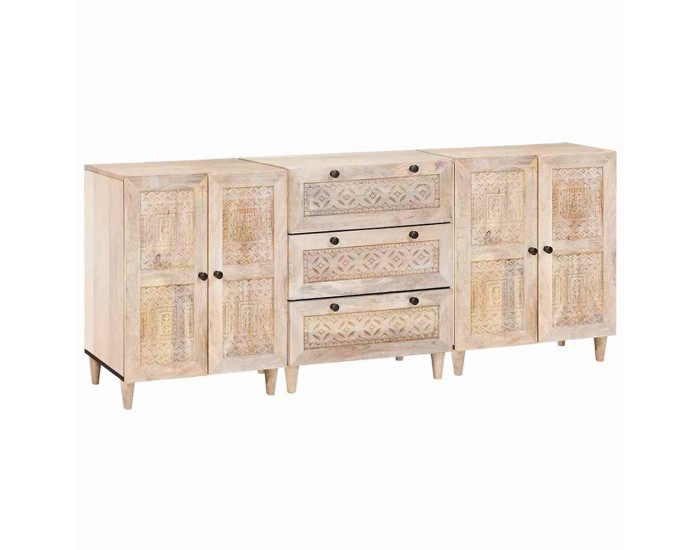 Sonata H Служебен шкаф 3 pcs Бяло 60 x 33 x 75 cm мангово дърво масив