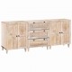 Sonata H Служебен шкаф 3 pcs Бяло 60 x 33 x 75 cm мангово дърво масив