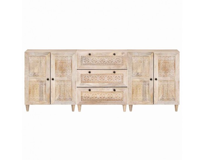 Sonata H Служебен шкаф 3 pcs Бяло 60 x 33 x 75 cm мангово дърво масив