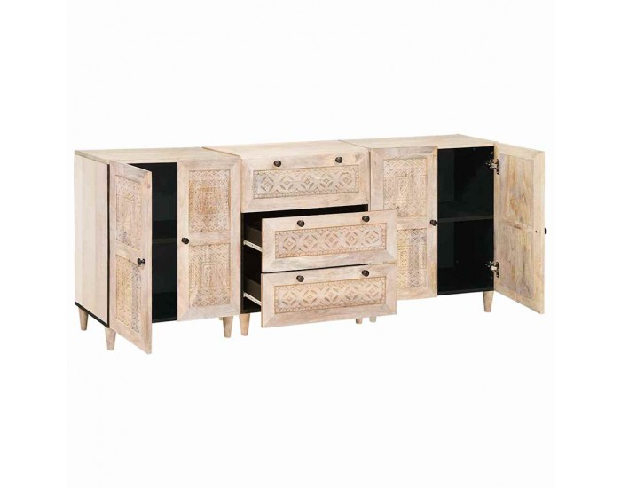 Sonata H Служебен шкаф 3 pcs Бяло 60 x 33 x 75 cm мангово дърво масив