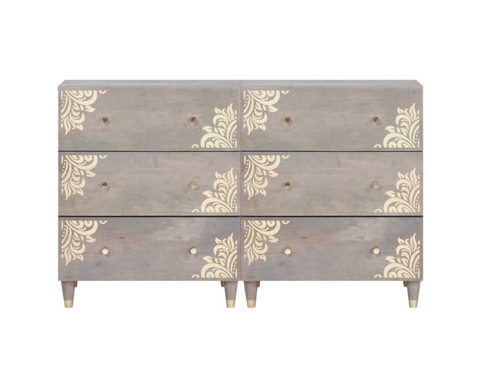 Sonata Bufet 2 buc. 60 x 33 x 75 cm Lemn de mango solid Gri