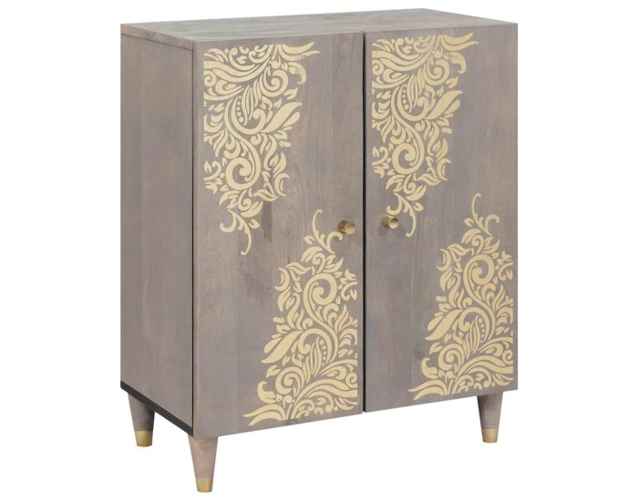 Sonata Bufet Gri și Aur 60 x 33 x 75 cm Lemn de mango solid