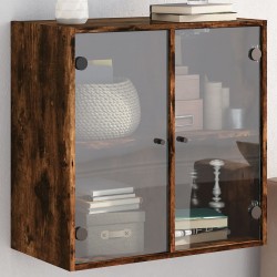 Sonata H Стенен шкаф със стъклени врати, опушен дъб, 68x37x68,5 см - Dulapuri