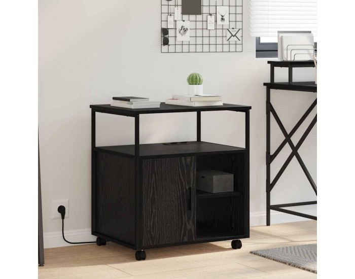 Sonata H Офис кабинет с зарядна станция Черен дъб 61 x 46 x 67 см