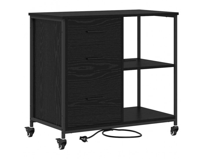 Sonata H Офис шкаф с колело Черен дъб 76 x 41 x 72 см Инженерно дърво