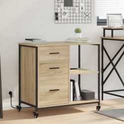 Sonata H Офис шкаф с колело дъб сонома 76 x 41 x 72 см Инженерно дърво - Dulapuri