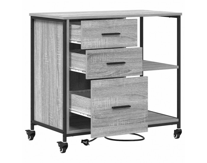 Sonata H Офис шкаф с колело Сив сонома 76 x 41 x 72 см Инженерно дърво