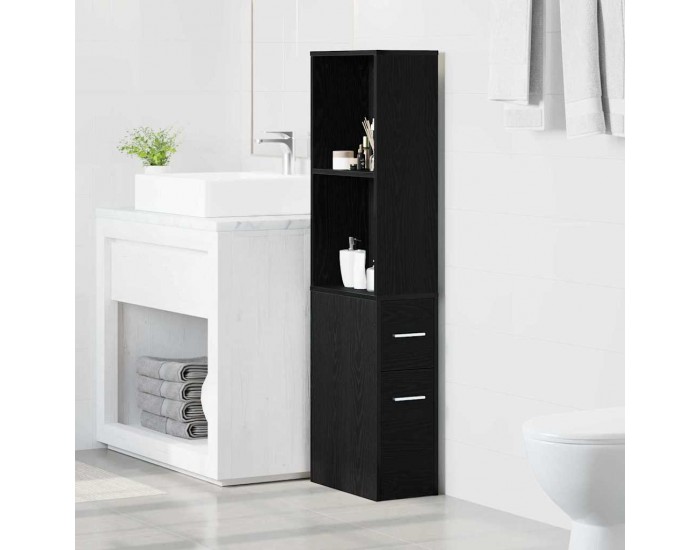 Sonata H Тесен шкаф за баня Черен дъб 22 x 41 x 135 см Инженерно дърво