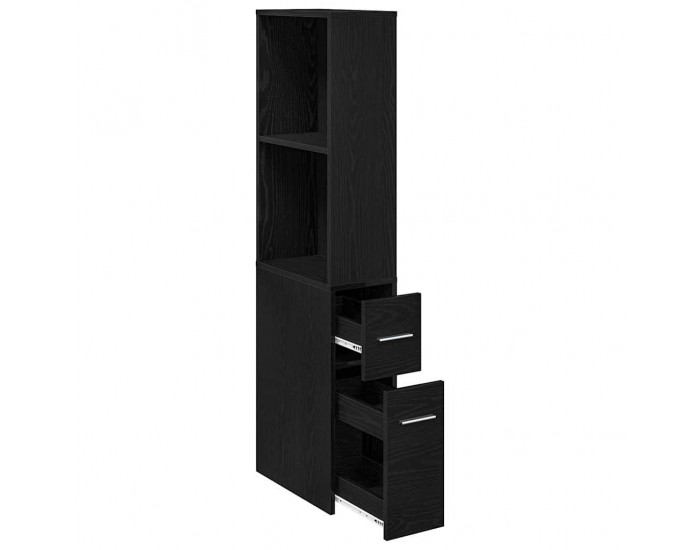 Sonata H Тесен шкаф за баня Черен дъб 22 x 41 x 135 см Инженерно дърво