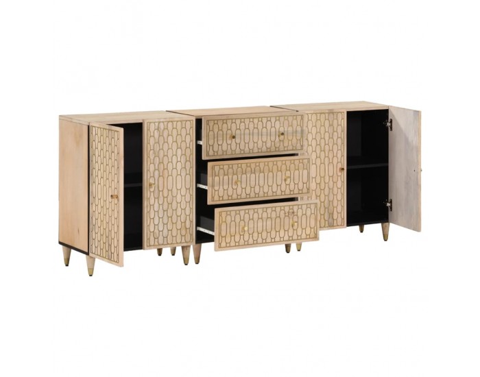 Sonata H Странични шкафове 3 бр 60x33x75 см манго масивно дърво