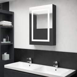 Sonata H LED шкаф с огледало за баня, сияйно черно, 50x13x70 см - Dulapuri de baie