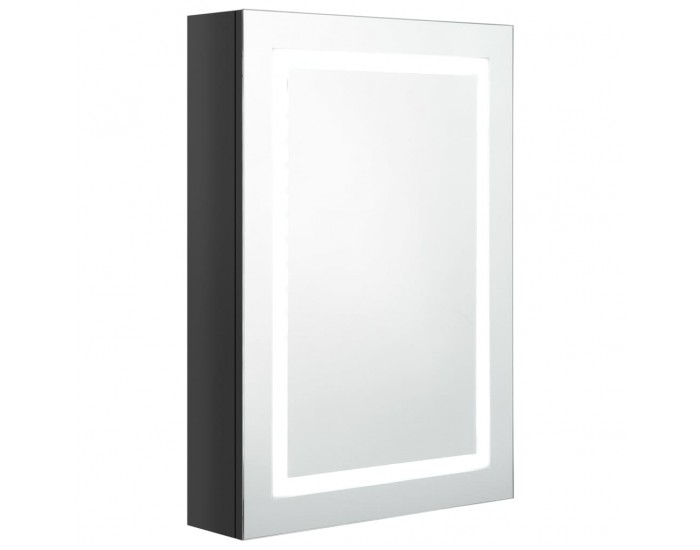 Sonata H LED шкаф с огледало за баня, сияйно черно, 50x13x70 см