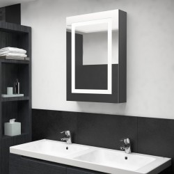 Sonata H LED шкаф с огледало за баня, сияйно сиво, 50x13x70 см - Dulapuri de baie