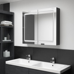 Sonata H LED шкаф с огледало за баня, сияйно черно, 80x12x68 см - Dulapuri de baie
